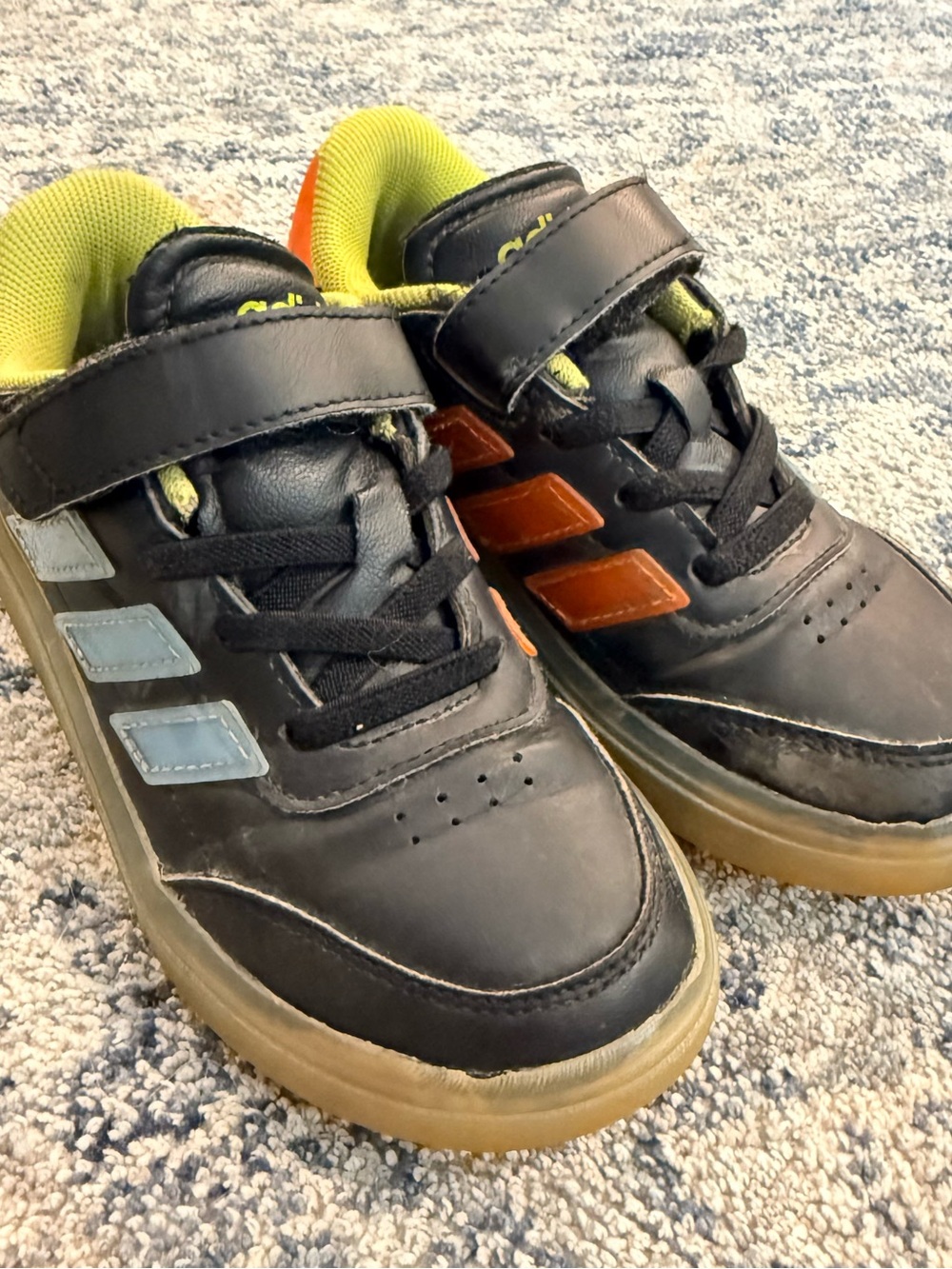 Adidas Courtblock Kids Black Athletic Sneakers with Color Accent